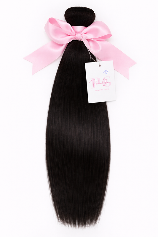 Pinkie glow luxury straight human hair 3 bun dles natural black
